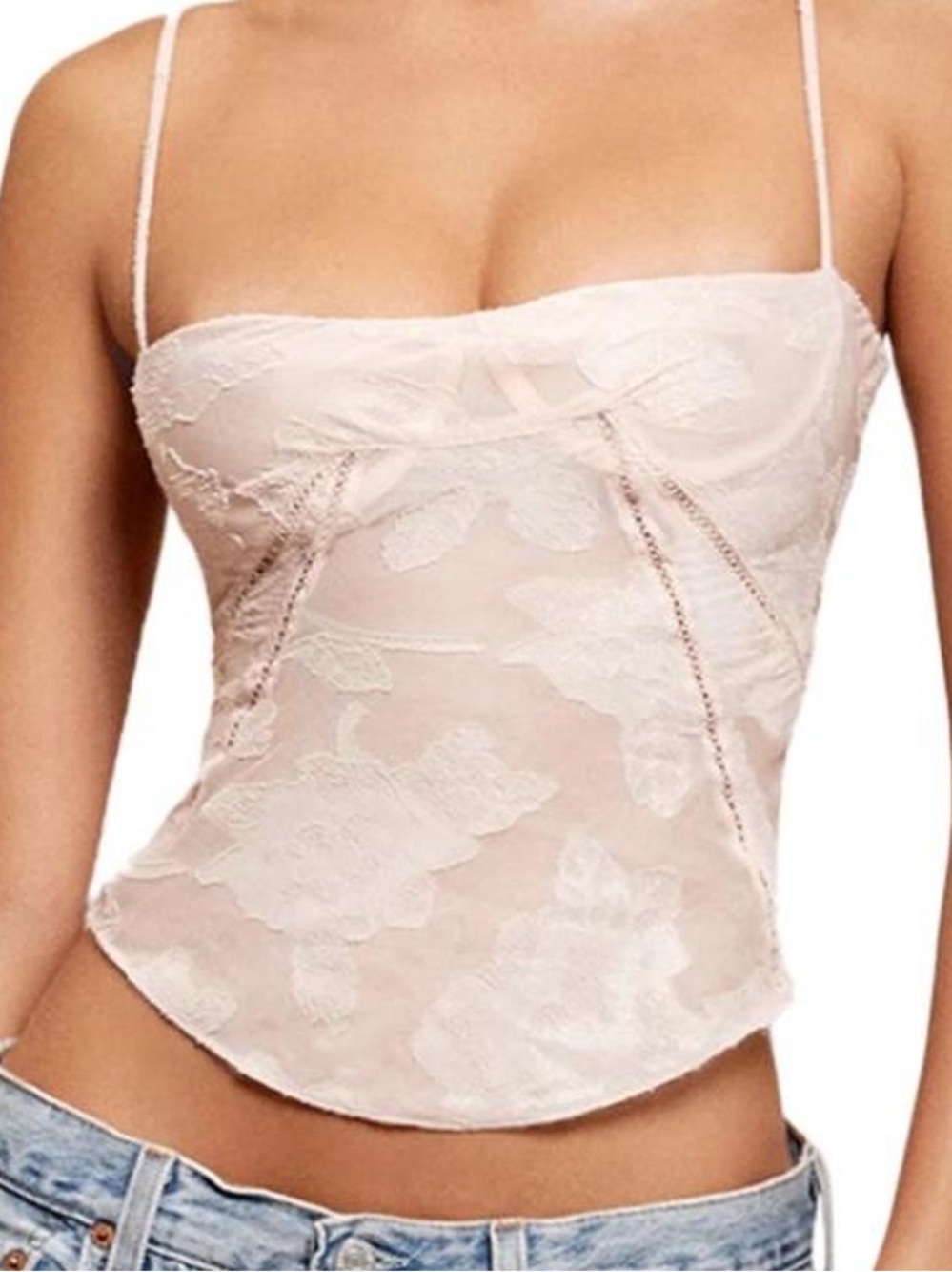 House of CB Blush Lace Floral Sheer Cami